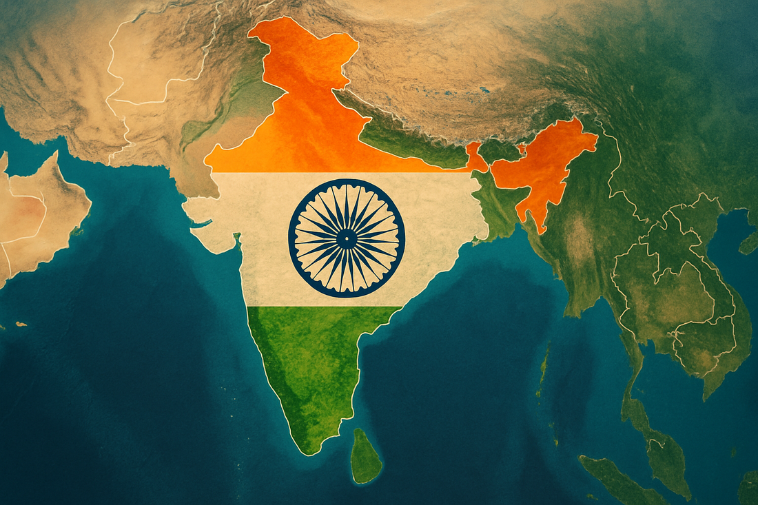 graphic aerial view of India with flag superimposed over it for ESG Reporting